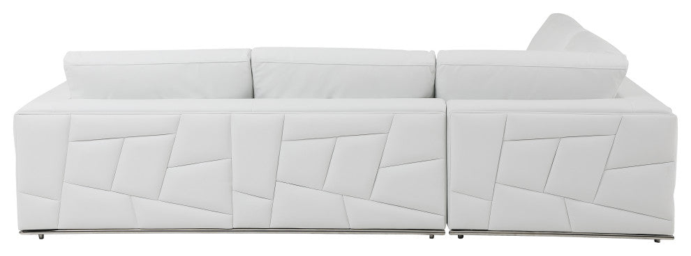 Skylar Genuine Italian Leather Modern Left Arm Facing Chaise Sectional, White
