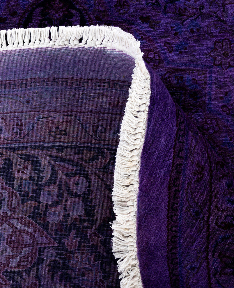 Overdyed One-of-a-Kind Hand-Knotted Area Rug Purple, 8' 7" x 8' 9"