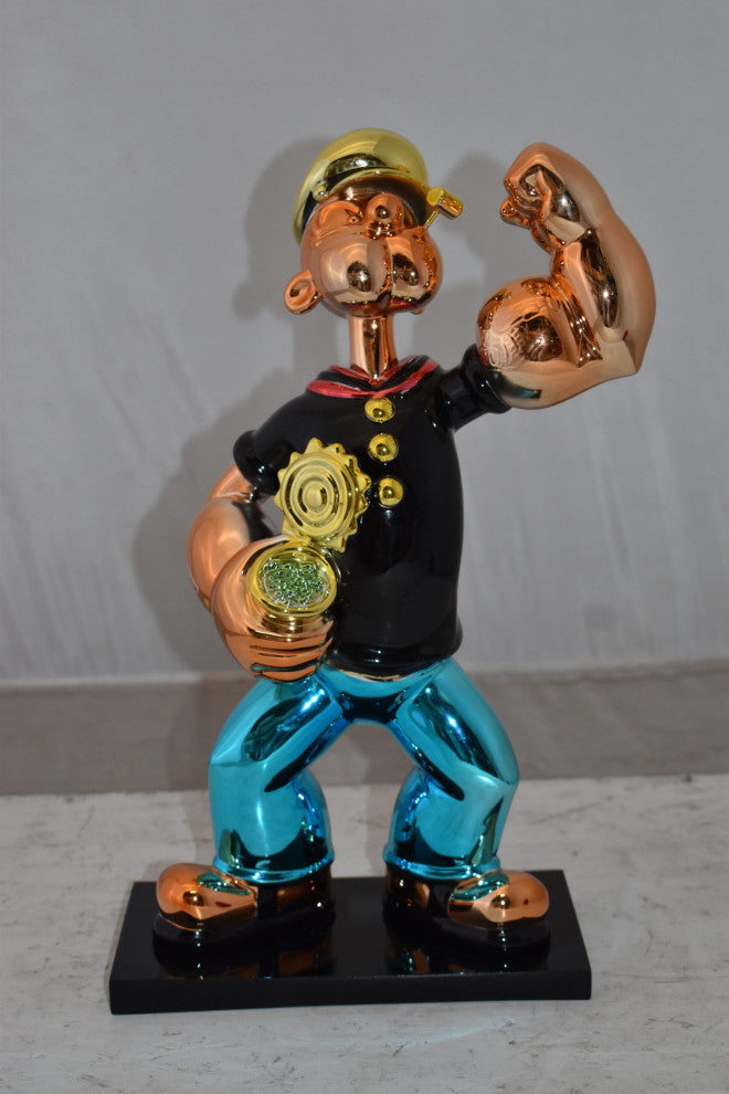 Iconic Black Popeye smaller Resin Statue  Size: 11" x 6" x 17"H