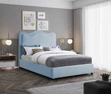 Felix Linen Upholstered Bed, Sky Blue, King