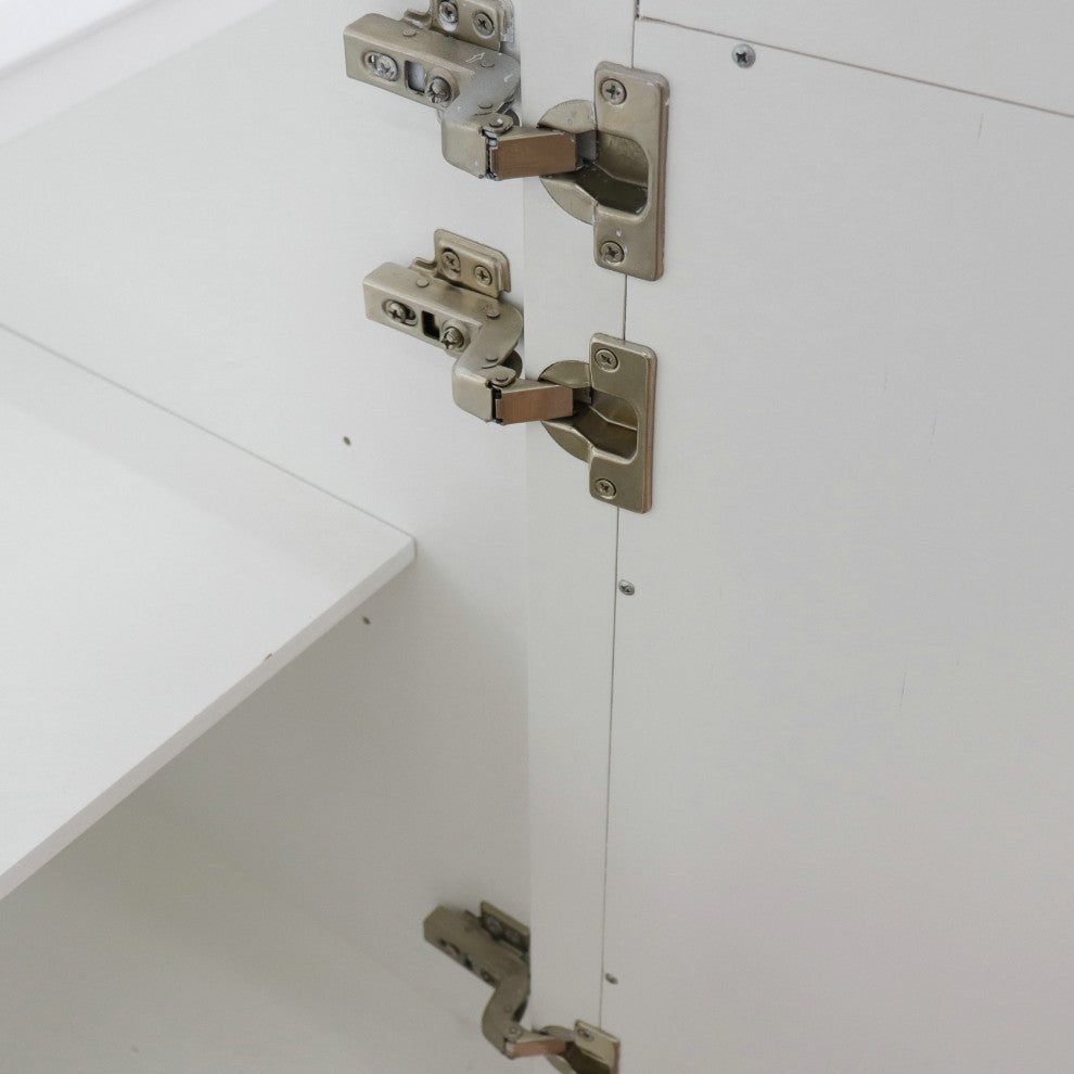 43" Single Vanity, White Finish With White Engineered Stone Top