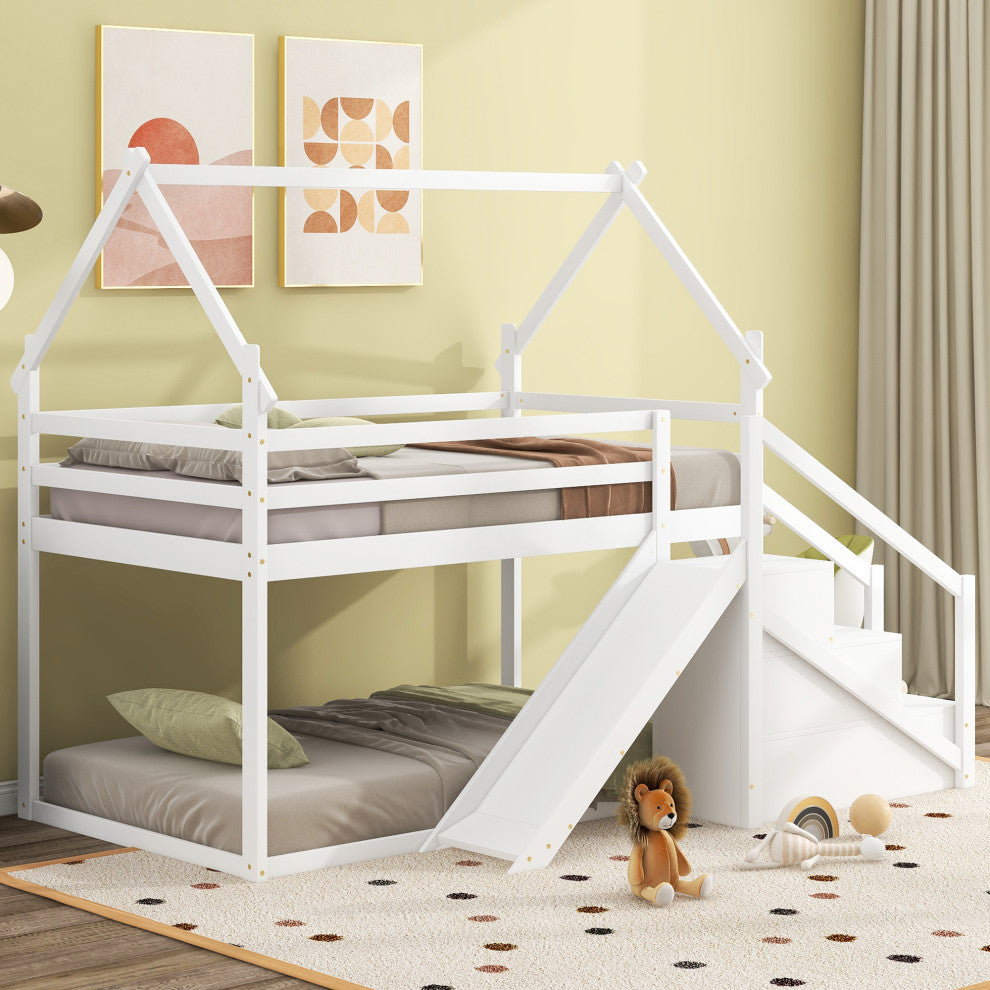Gewnee Twin over Twin House Loft or Bunk Bed