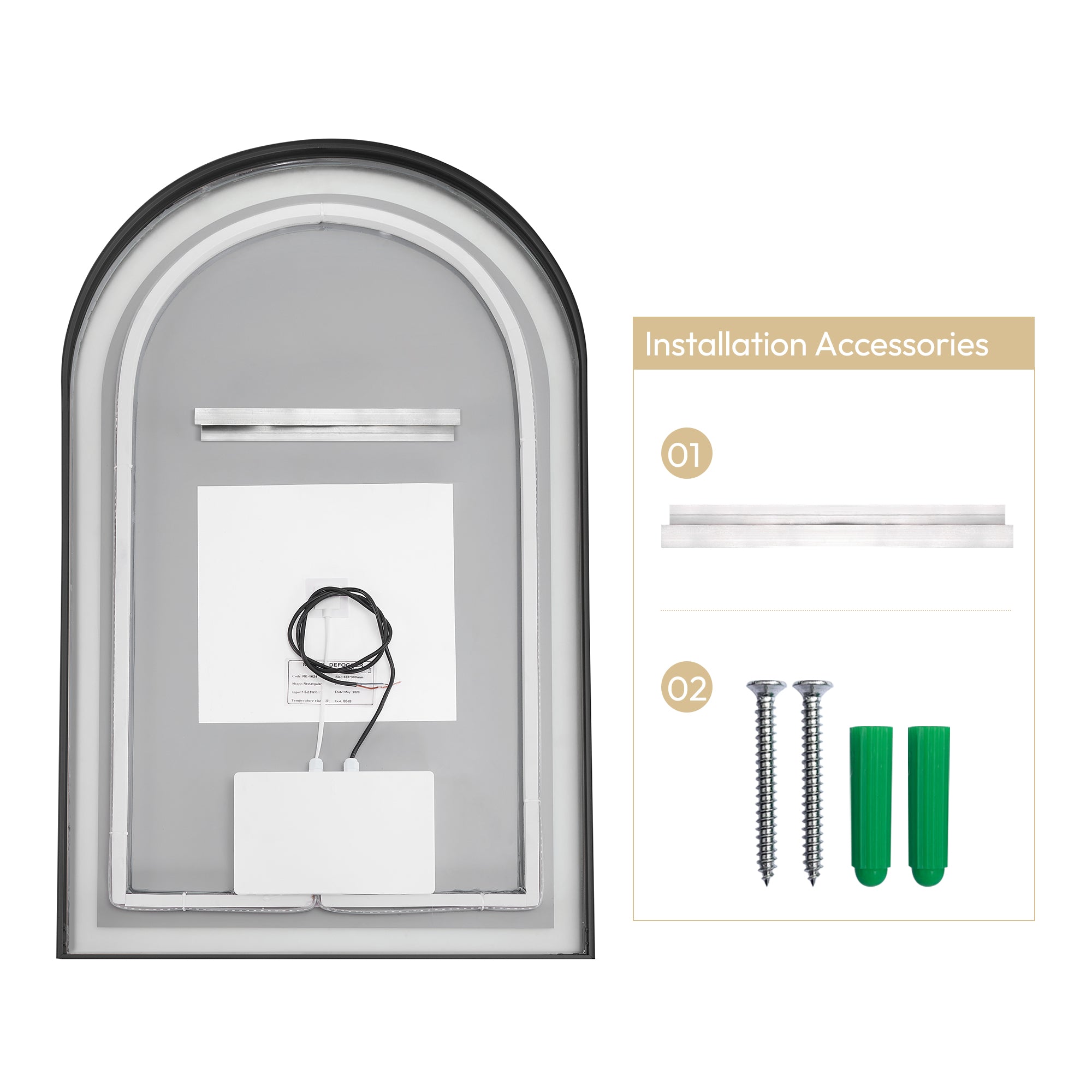 Estartit Oval LED Wall Mount Mirror, Brushed Black, 24" W X 40" H