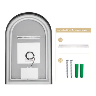 Estartit Oval LED Wall Mount Mirror, Brushed Black, 24" W X 40" H