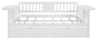 Gewnee Solid Wood Full Size Daybeds with Two Drawers,White