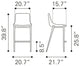 Counter Stool Chair, Set of 2, Faux Vinyl Leather, Steel, Black, Silver, Cafe