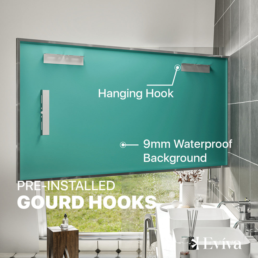 Eviva Sax Polished Chrome Wall Mirror, 60"