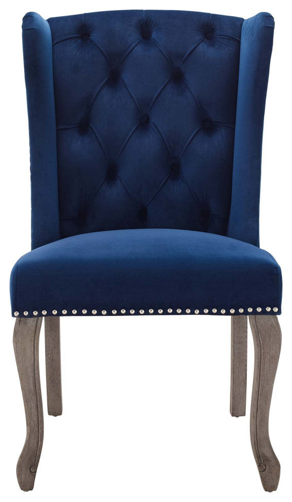 Side Dining Chair, Set of 2, Velvet, Blue Navy, Modern, Cafe Bistro Restaurant