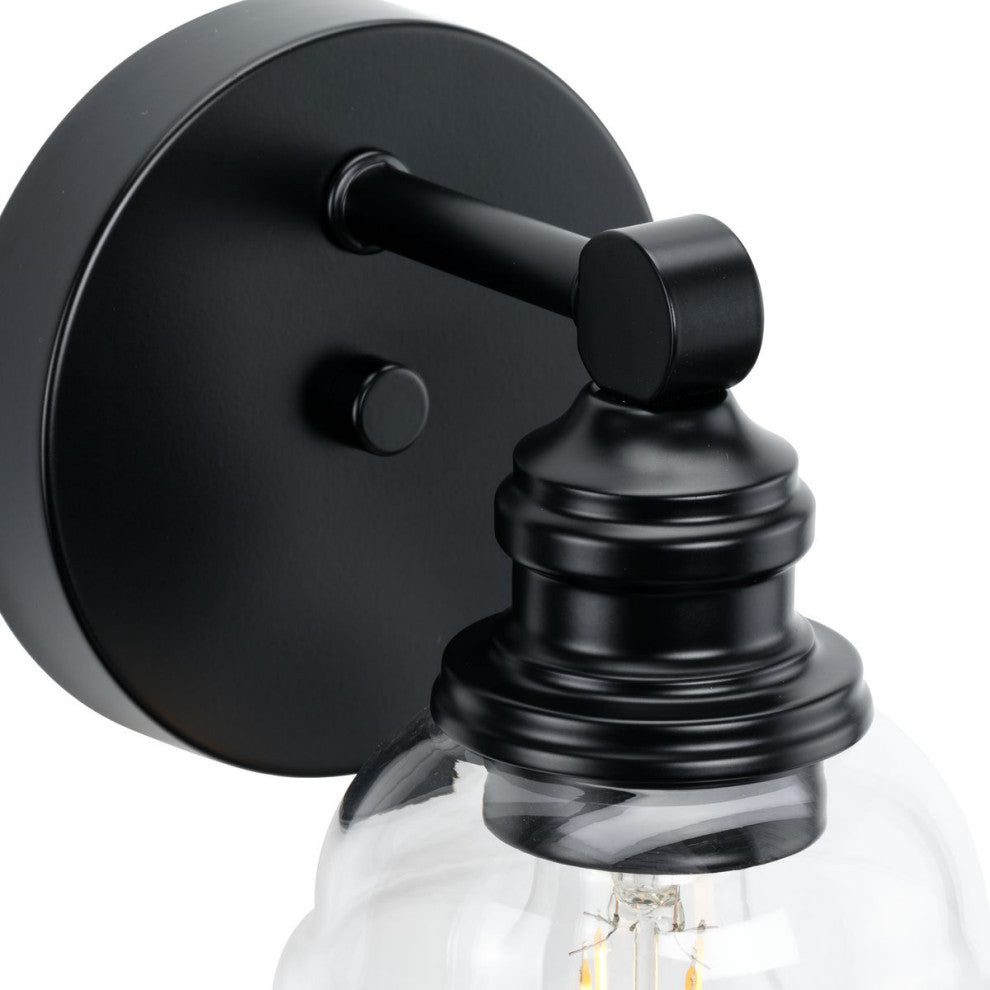 Ambrose Collection 5" 1-Light Matte Black Clear Glass Bath Vanity Light