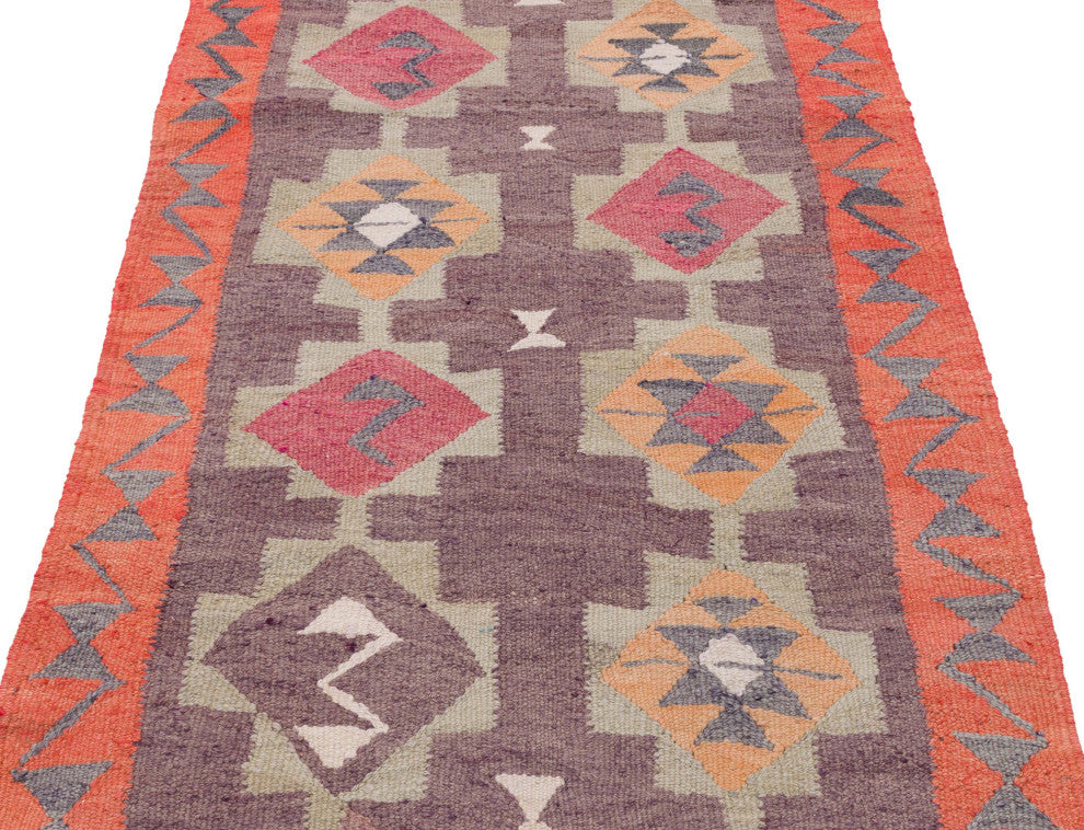 Vintage Turkish Kilim Runner 3' 2" x 11' 7", 38 in. x 139 in.