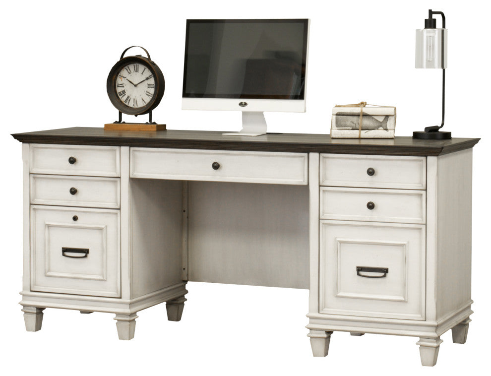 Martin Furniture Hartford Double Pedestal Desk, White