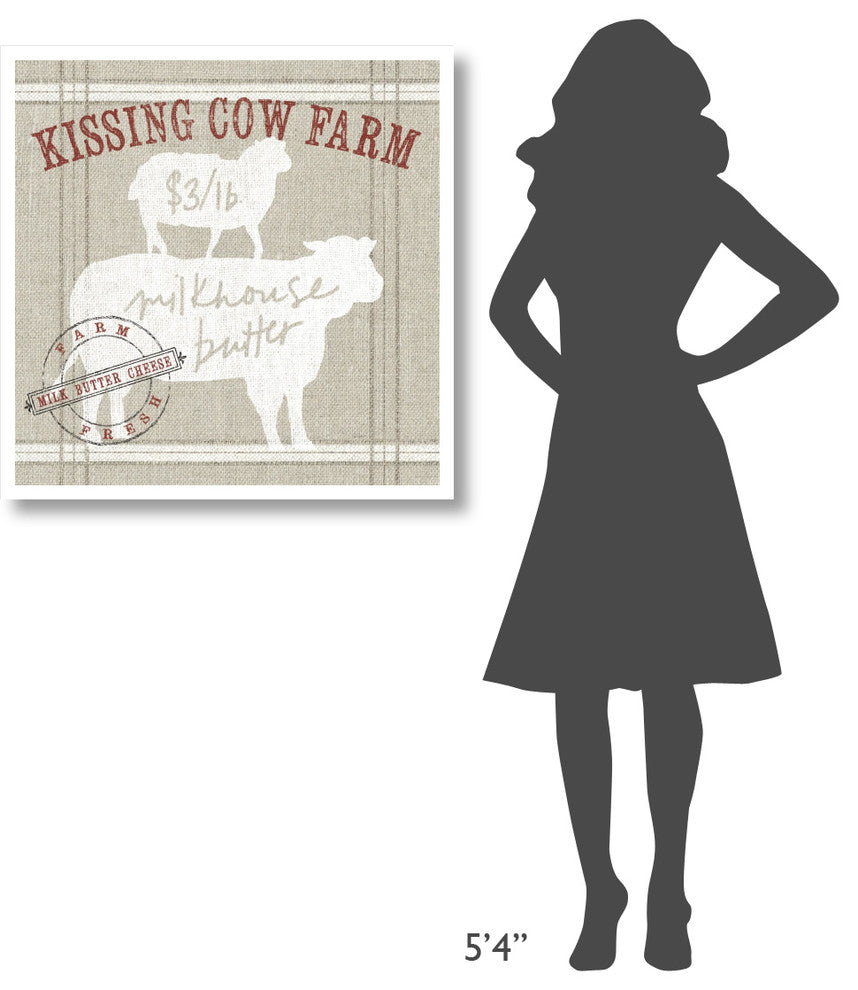"Farm Linen Cow" Digital Paper Print by Sue Schlabach, 32"x32"