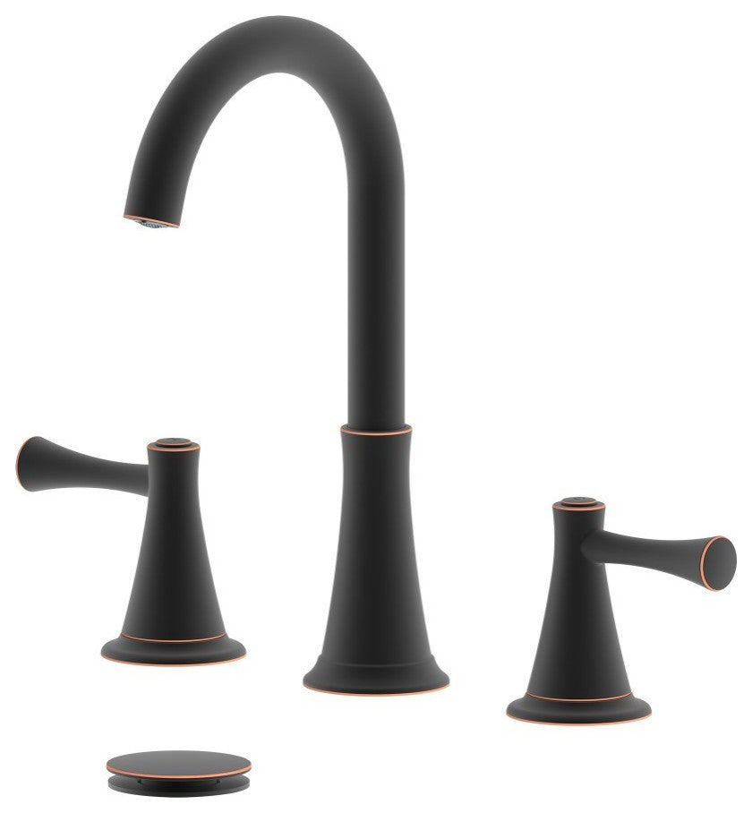 Kassel Double Handle Oil Rubbed Bronze Faucet, Drain Assembly With Overflow