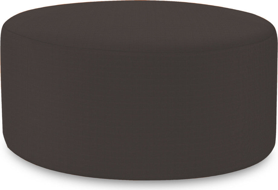 36" Universal Round Ottoman With Slipcover, Seascape Charcoal