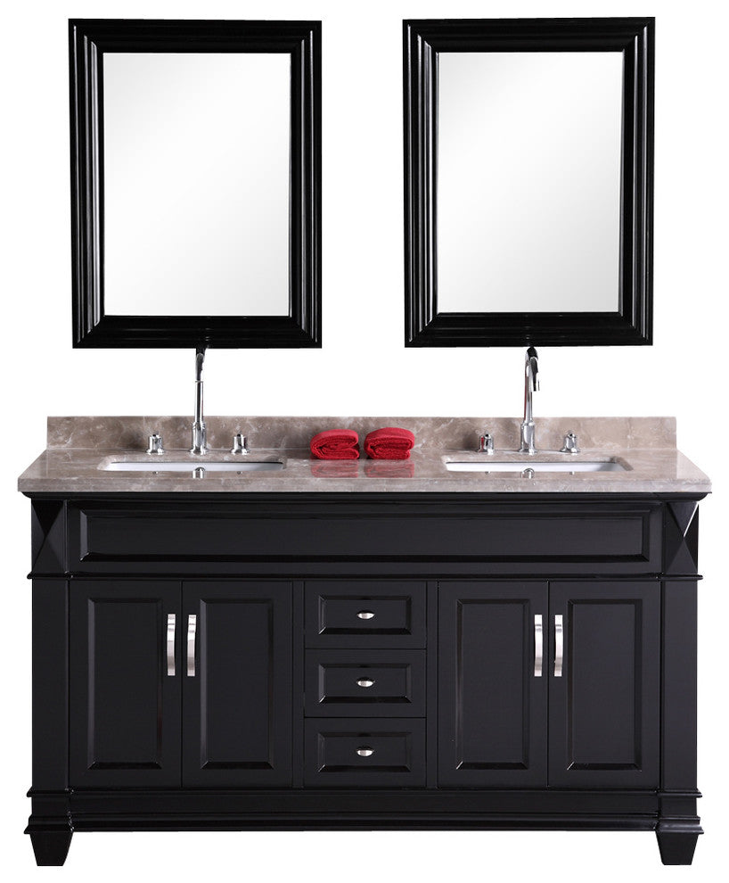 Hudson 61" Double Sink Vanity Set, Espresso