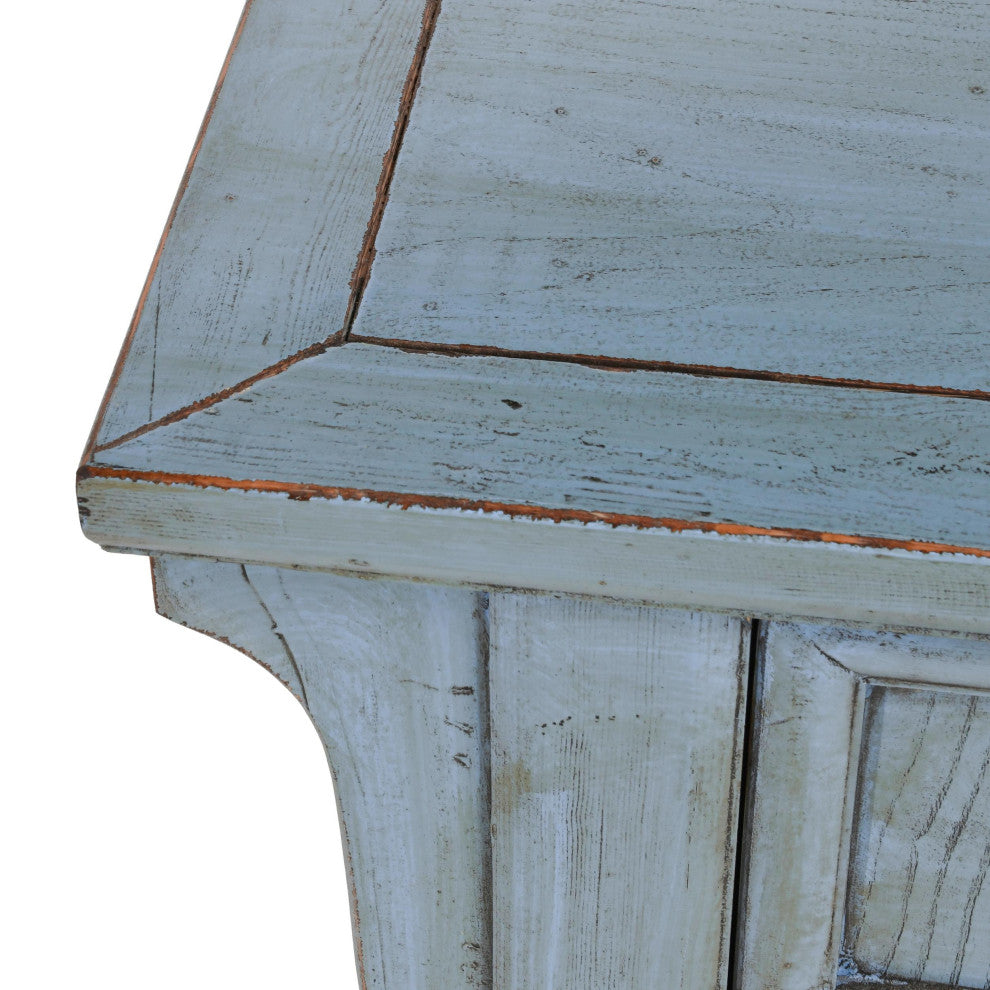 Crafton 4-Door Reclaimed Pine Wood Blue Sideboard Buffet