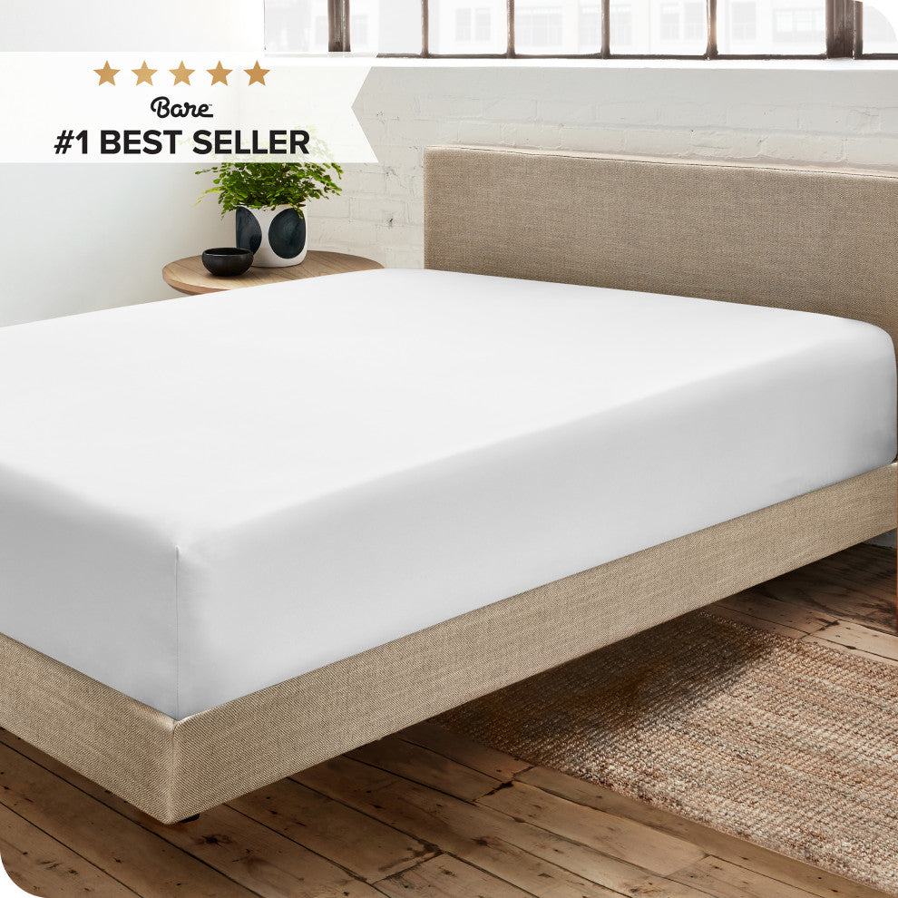 Bare Home Microfiber Fitted Sheet Deep Pocket, White, Queen