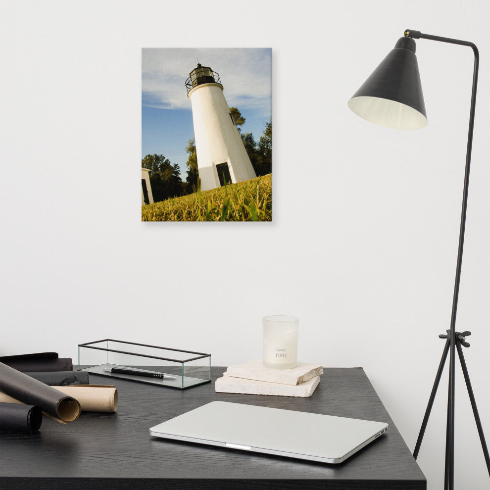 Turkey Point Lighthouse Coastal Landscape Photography Canvas Wall Art, 12" X 16"