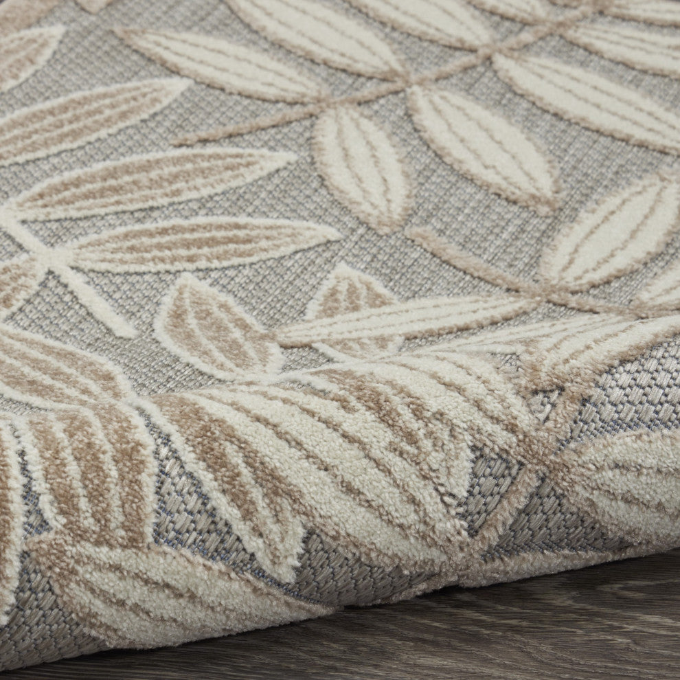 7 x 10 Natural Leaves Indoor Outdoor Area Rug