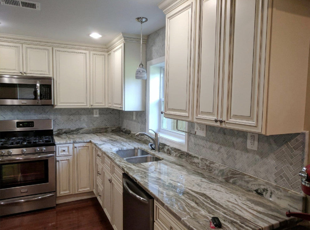 Herringbone Mosaic White Carrara Venato Carrera Marble Tile Honed 1x3, 1 sheet