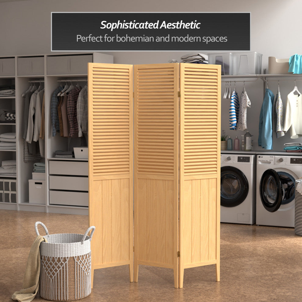 6' Tall Beadboard Divider, Natural, 3 Panels