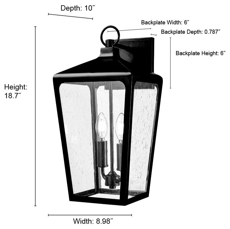 Brooks 2 Light 19" Tall Outdoor Wall Sconce Powder Coated Black