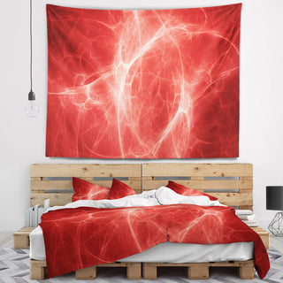 Bright Lightning on Red Sky Floral Wall Tapestry, 92"x78"