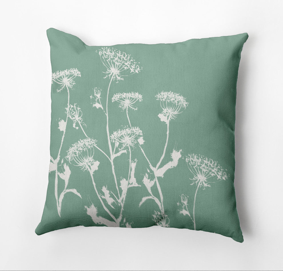 Breezy Wildflower Pillow, Green, 20"x20"