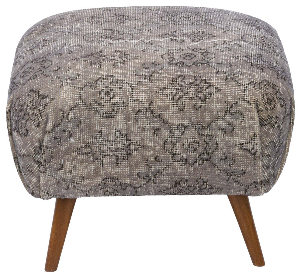 Vintage Rug Upholstered Ottoman