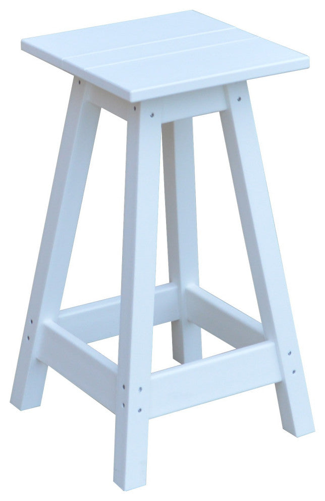 Poly Lumber Bar Stool, White, Counter Height, Square