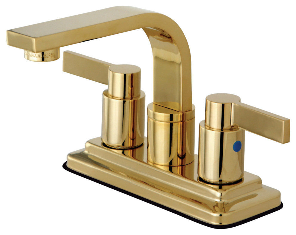 Kingston Brass 4" Centerset Bathroom Faucet With Push Pop-Up, Polished Brass