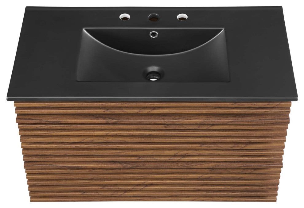 Render 36" Wall-Mount Bathroom Vanity Walnut Black -5395