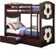Soccer Twin/Twin Bunk Bed, Espresso Pine wood and Plywood Espresso