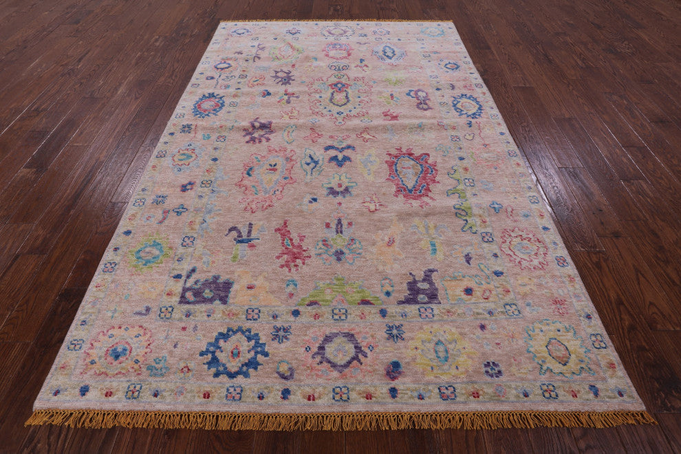 5' 11" X 9' 0" Hand-Knotted Turkish Oushak Wool Rug - Q14845