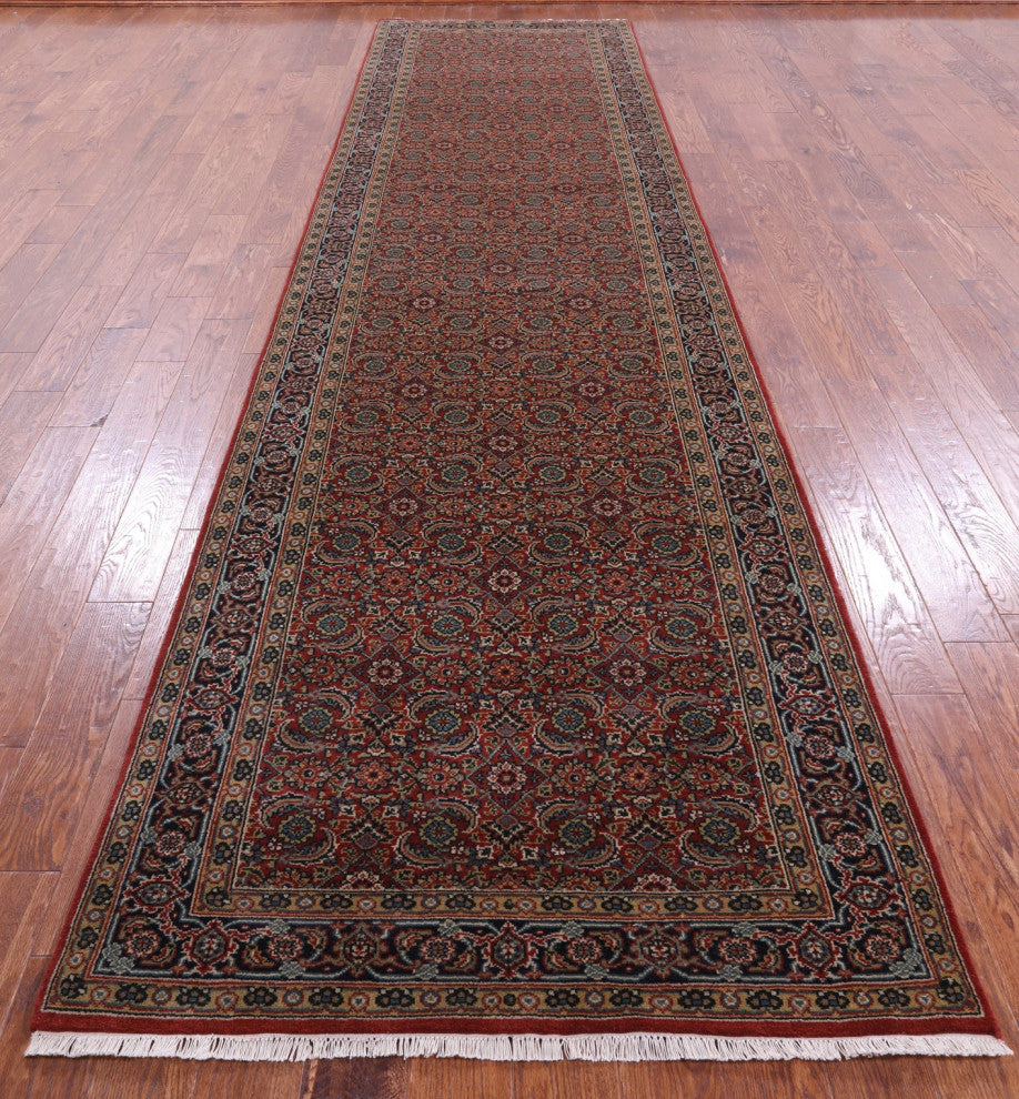 Persian Hill Herati Handmade Wool Runner Rug 3' 11" X 16' 2" - Q13163