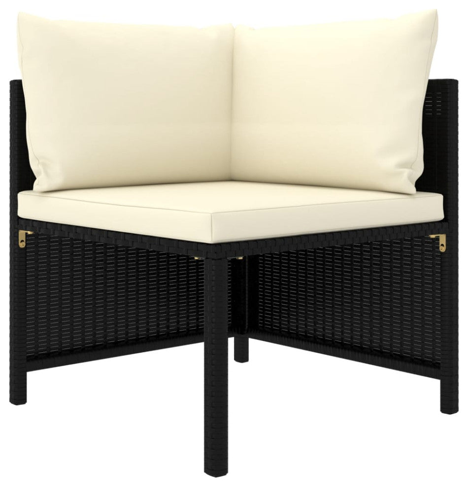 vidaXL 5 Piece Patio Sofa Set With Cushions Black Poly Rattan