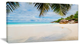 "Summer Beach With Palm Leaves" Modern Seascape Canvas Artwork, 40"x20"