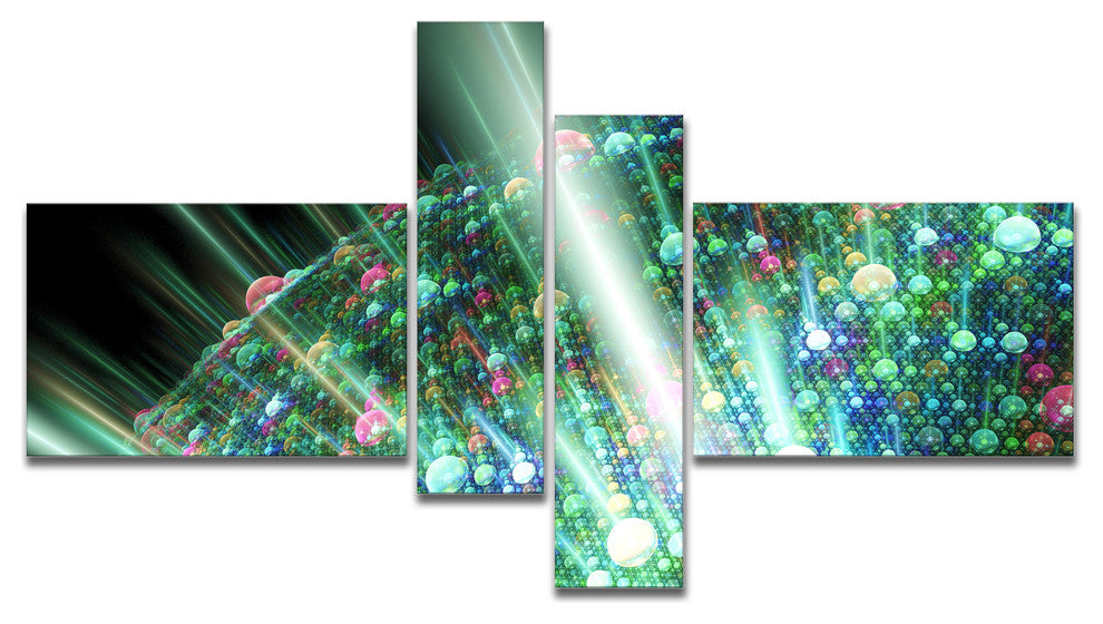 Bright Blue Solar Bubbles Planet, Abstract Canvas Wall Art, 60"x32", 4 panels