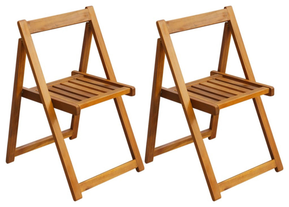 Vidaxl Folding Garden Chairs, Set of 2, Solid Acacia Wood