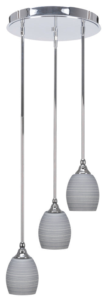 Empire 3-Light Cluster Pendalier, Chrome/Gray Matrix