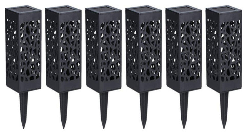 Modern Home Set of 6 Solar Powered LED Path Lights - Modern Deco Design - Light