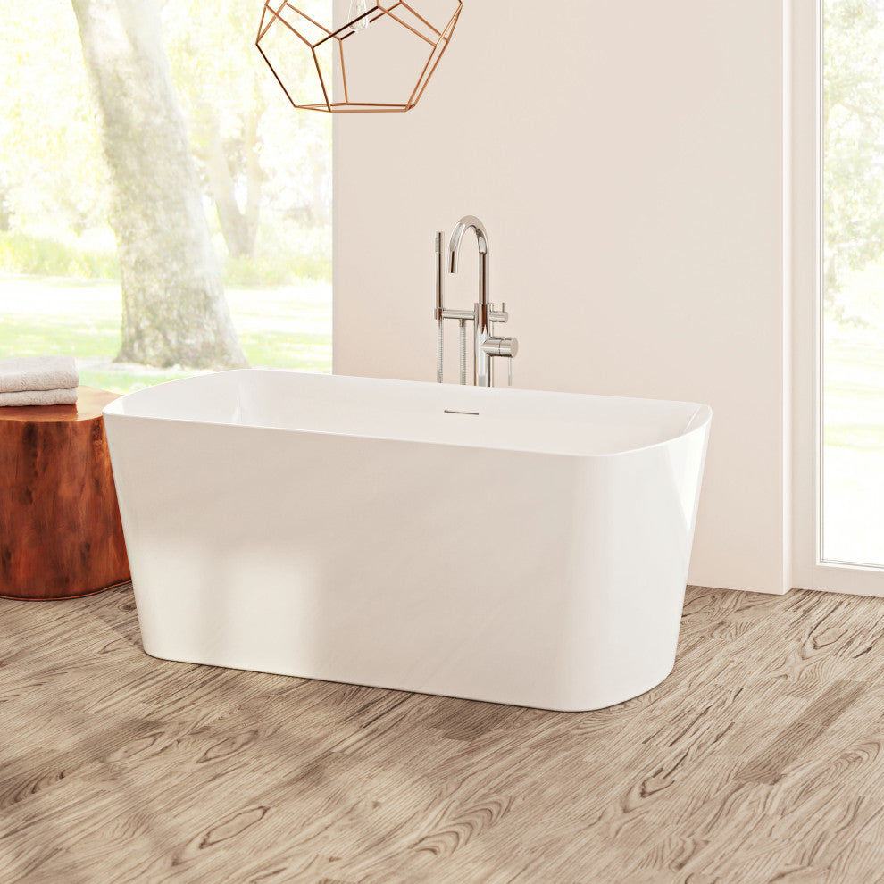 Perlato Bilbao Freestanding Soaking Tub, White, 59"
