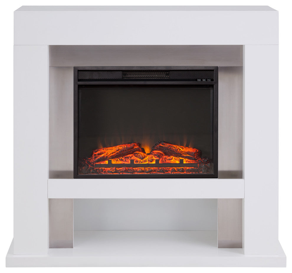 Eloise Stainless Steel Base Electric Fireplace