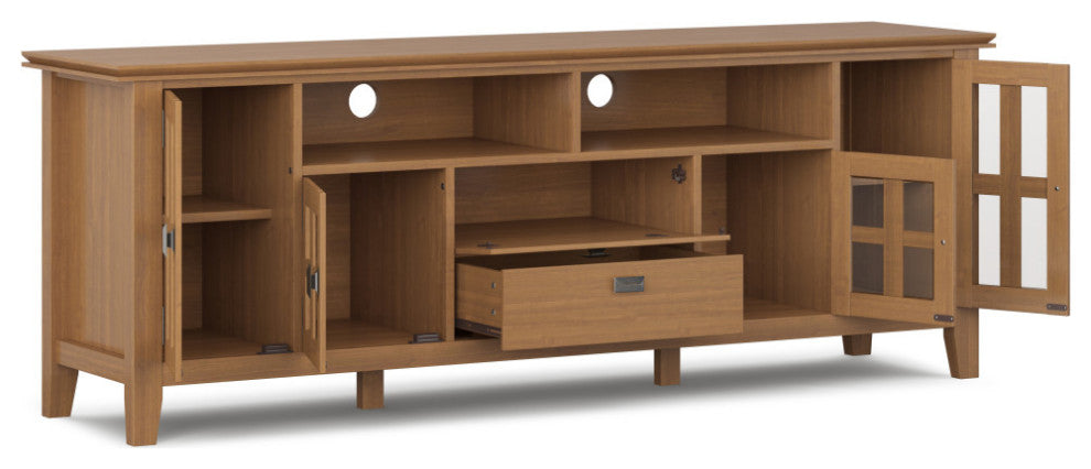 Artisan Solid Wood 72" TV Media Stand For TVs up to 80", Honey Brown