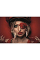 Modern Eyepatched Woman Portrait | Andrew Martin Chanel Lady In Red, 71" X 47"