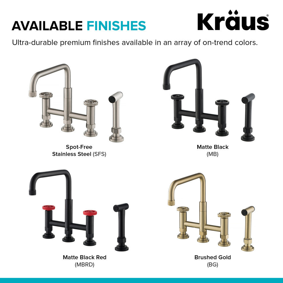 Urbix Bridge Kitchen Faucet, Spot Free Stainless Steel