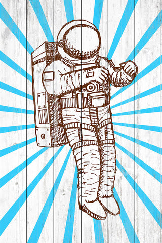 "Space Suit" Painting Print on White Wood