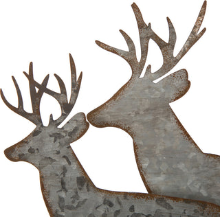13.19" Galvanized Metal/Wooden Reindeer Table Decor