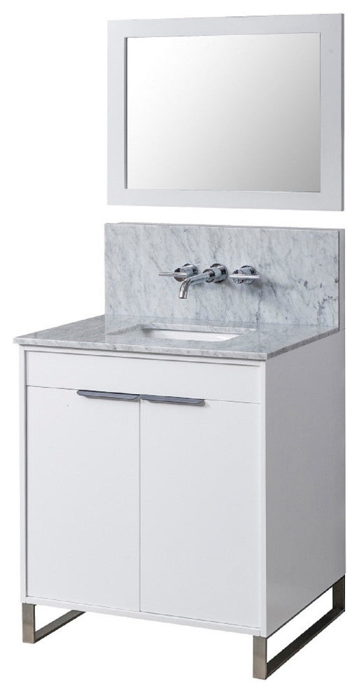 32" Premium Luca Bath Vanity, White and Mirror