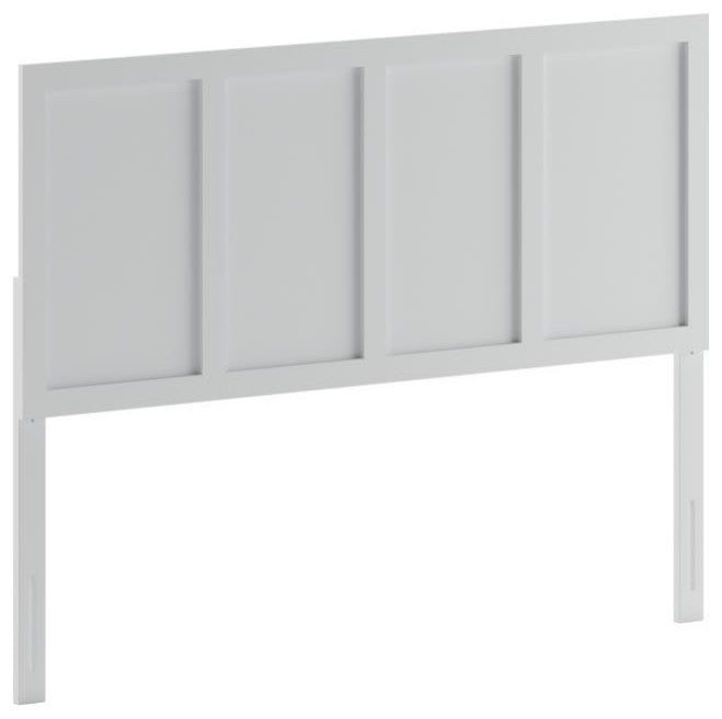 Oliver Paneled Wooden Adjustable Headboard for Metal Bed Frames, White, Queen